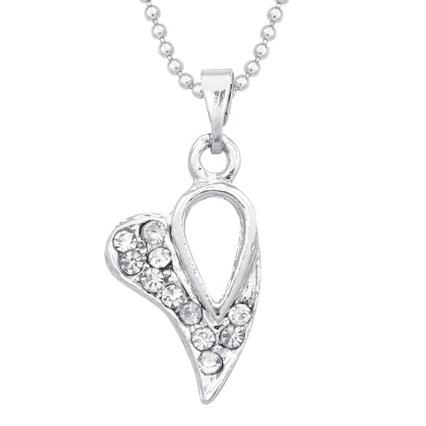 Regina Silver Plated Austrian Stone Heart Chain Pendant - 1203124A
