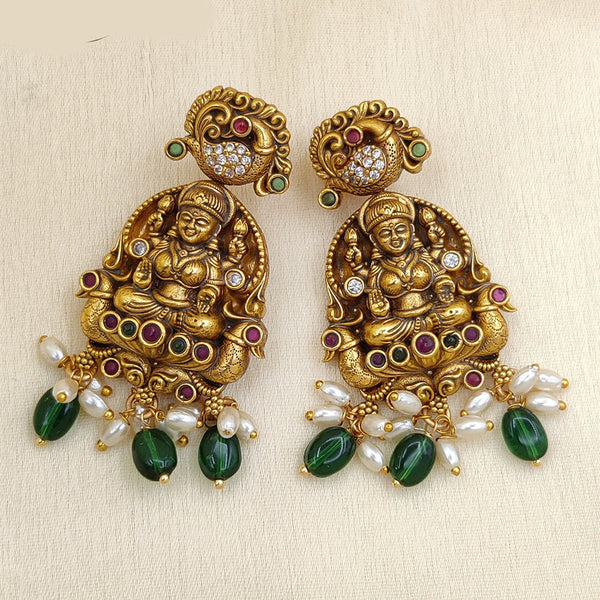 Jewel Addiction Copper Gold Pota Stone Dangler Earrings