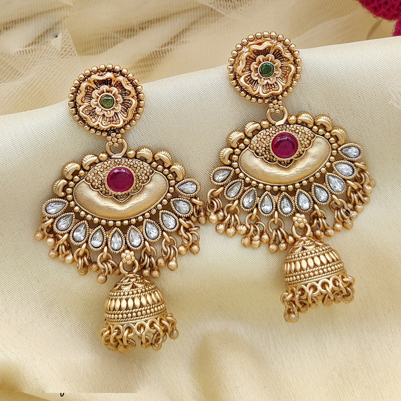 Jewel Addiction Copper Gold Pota Stone Jhumki Earrings