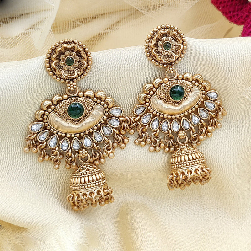 Jewel Addiction Copper Gold Pota Stone Jhumki Earrings