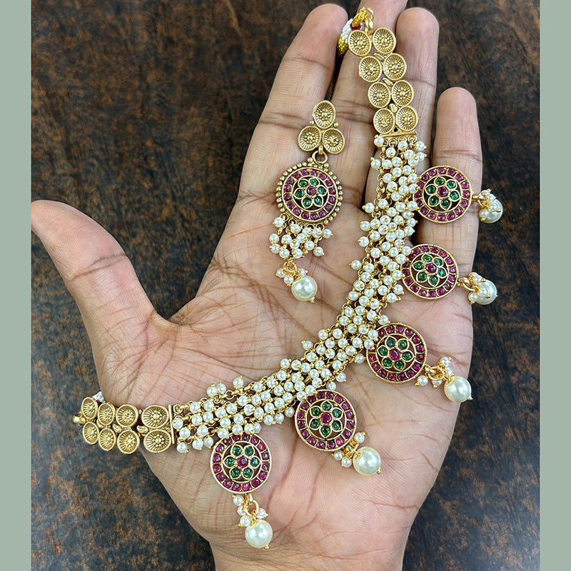 Jewel Addiction Copper Gold Pota Stone Necklace Set