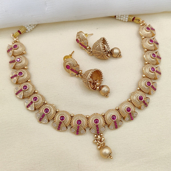 Jewel Addiction Gold Plated Pota Stone Necklace Set