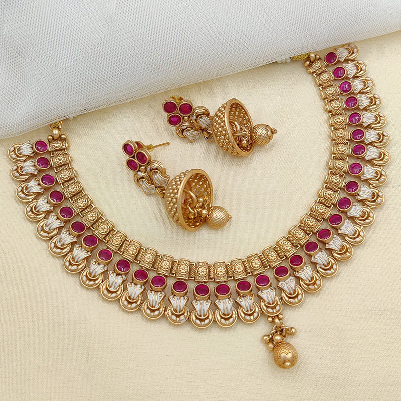 Jewel Addiction Gold Plated Pota Stone Necklace Set