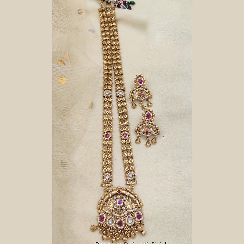 Jewel Addiction Gold Plated Kundan Stone Long Necklace Set