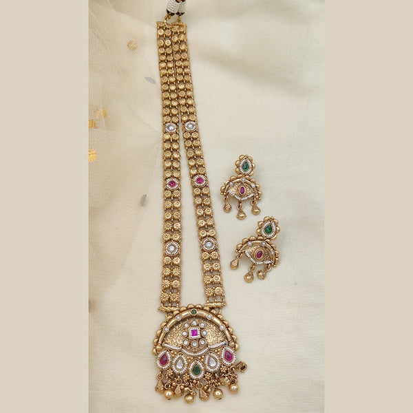 Jewel Addiction Gold Plated Kundan Stone Long Necklace Set