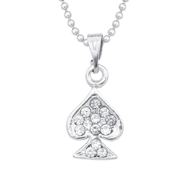 Tip Top Fashions Austrian Stone Silver Plated Heart Chain Pendant - 1203130A