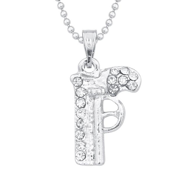 Tip Top Fashions Austrian Stone Silver Plated Chain Pendant - 1203132A