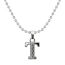 Regina Rhodium Plated " T " Alphabet Chain Pendant