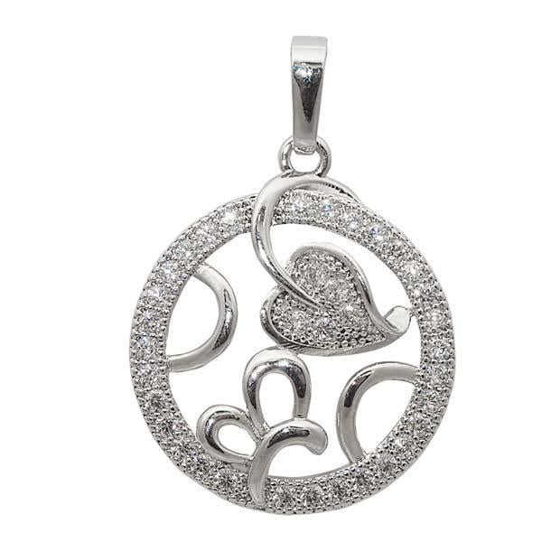 Morini Cubic Zirconia Diamond Round Silver Plated Pendant - 1203214