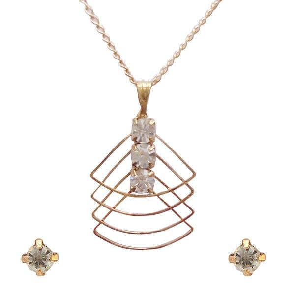 Kriaa Austrian Stone Gold Plated Pendant Set - 1203305A