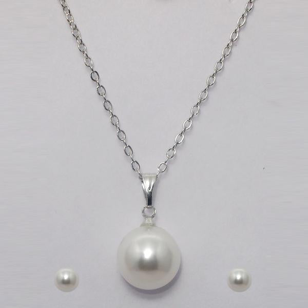 Kriaa White Pearl Chain Pendant Sets - 1203708A