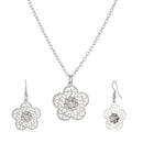 Kriaa Rhodium Plated White Austrian Stone Pendant Set - 1203903B