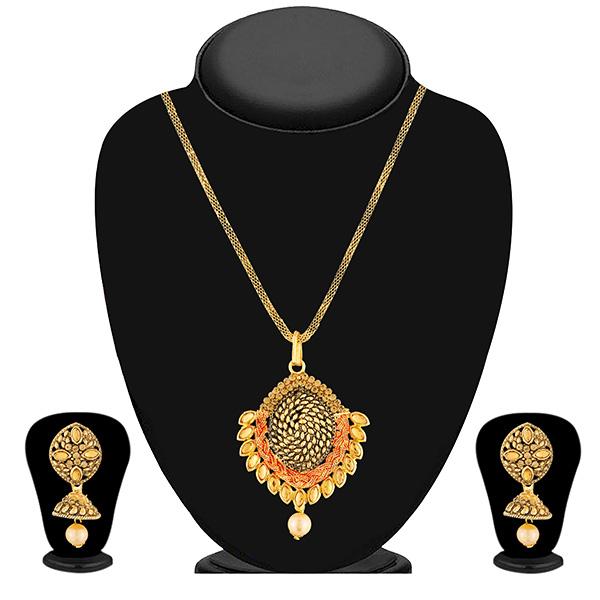 Kriaa Brown Austrian Stone Gold Plated Pendant Set - 1204001