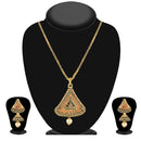 Kriaa Gold Plated Brown Austrian Stone Pendant Set - 1204010