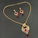 Kriaa Maroon Austrian Stone Gold Plated Pendant Set - 1204023F