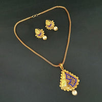 Kriaa Blue Austrian Stone Gold Plated Pendant Set - 1204026C