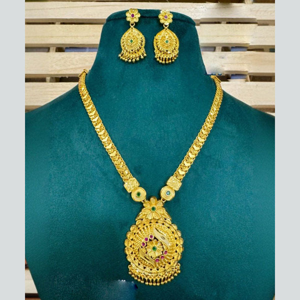 Siara Collections Forming Gold Pota Stone Long Necklace Set