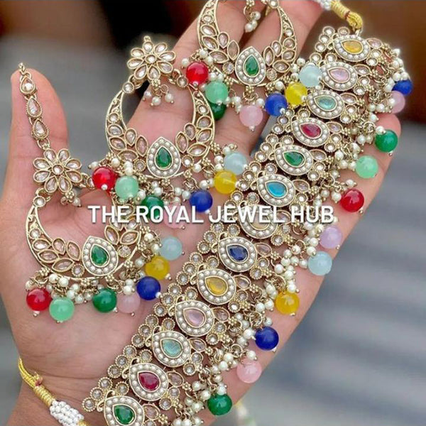 JCM Jewellery Gold Plated Crystal Choker Necklace Set