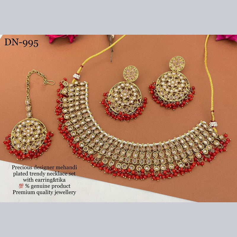 JCM Jewellery Mehandi Plated Crystal Necklace Set