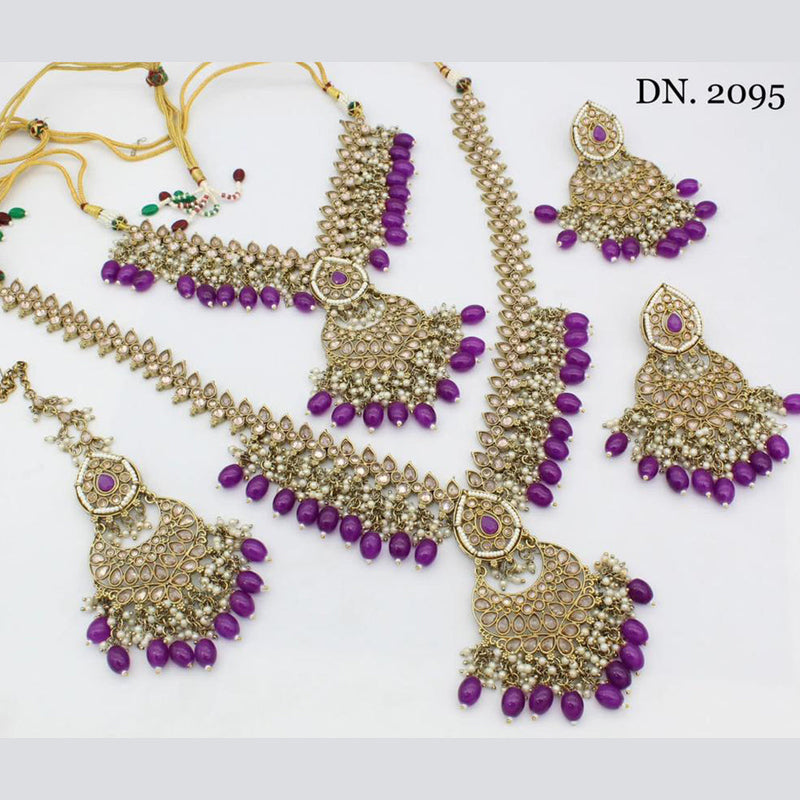 JCM Jewellery Gold Plated Crystal Double Necklace Set