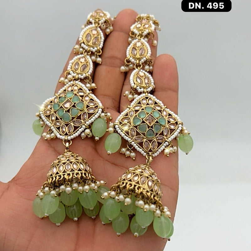 JCM Jewellery Gold Plated Beads Kanchain Jhumki Earrings