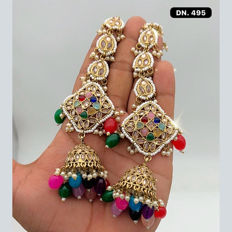 JCM Jewellery Gold Plated Beads Kanchain Jhumki Earrings