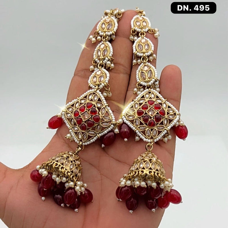 JCM Jewellery Gold Plated Beads Kanchain Jhumki Earrings