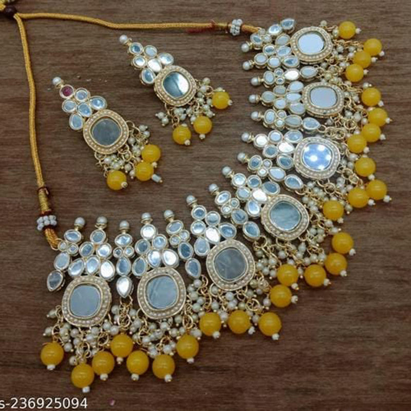 Jcm Jewellery Gold Plated Mirror Choker Necklace Set