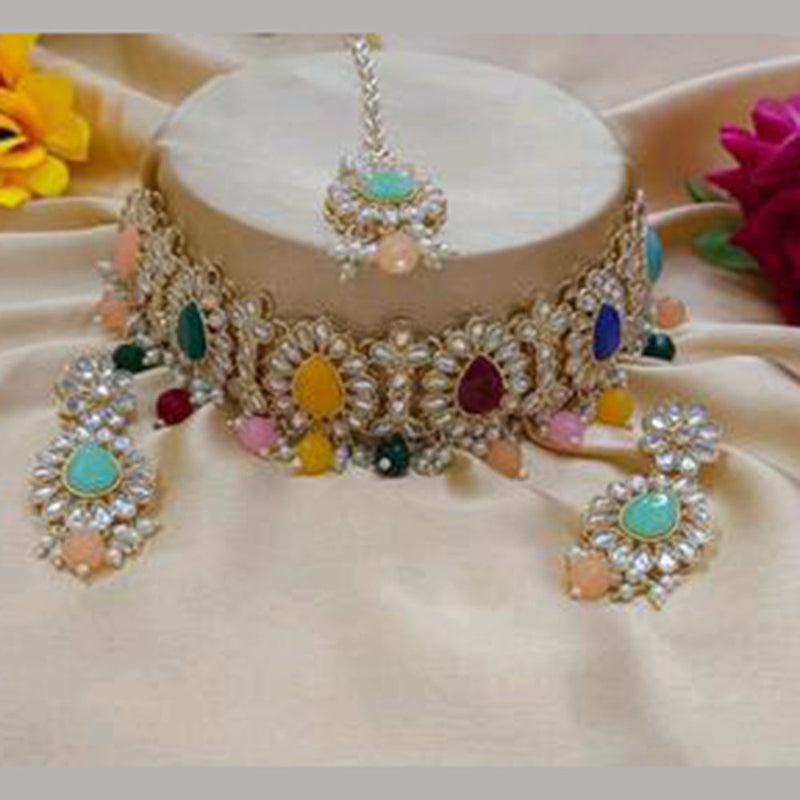 JCM Jewellery Gold Plated Kundan Choker Necklace Set