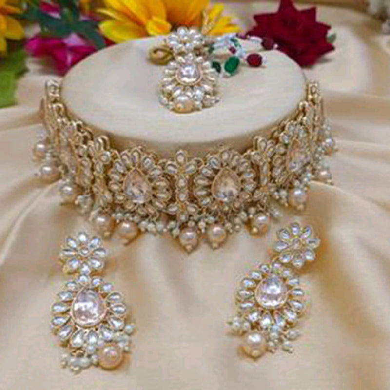 JCM Jewellery Gold Plated Kundan Choker Necklace Set