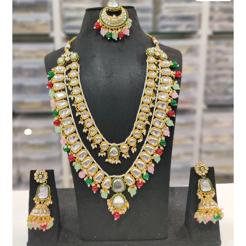 JCM Jewellery Gold Plated Kundan Long Necklace Set