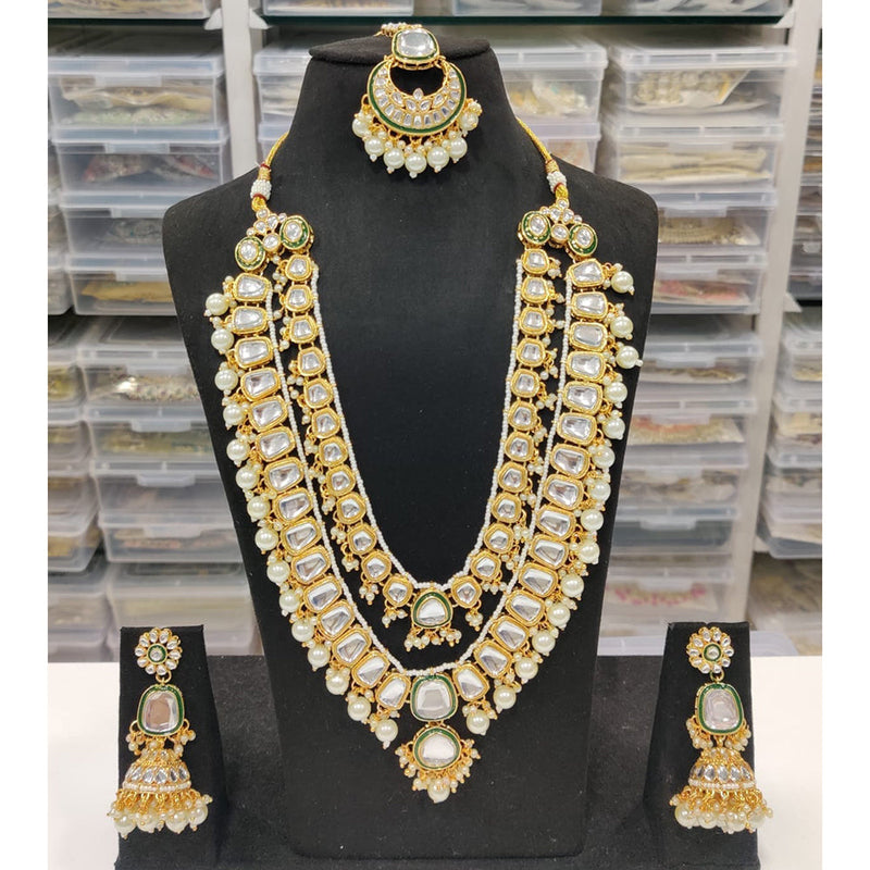 JCM Jewellery Gold Plated Kundan Long Necklace Set