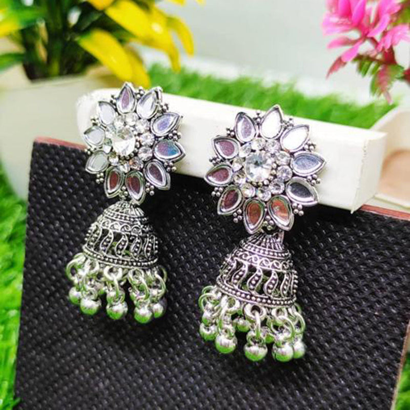 Ashapura Art Oxidised Plated Mirror Jhumki Earrings