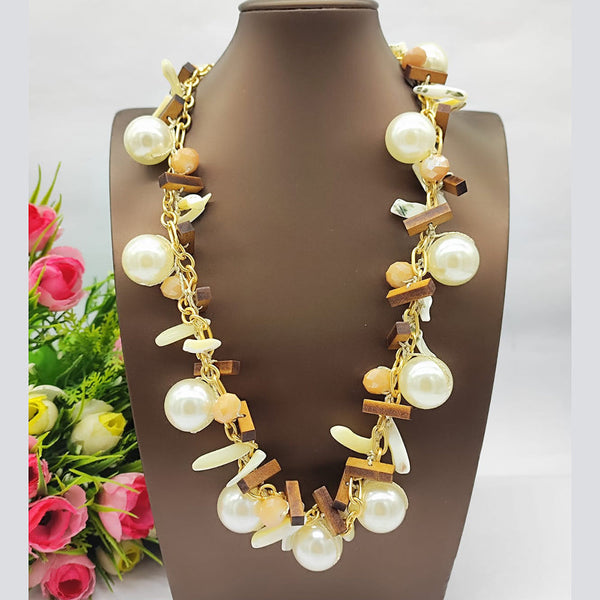 JCM Gold Plated Designer Pearls Long Necklace