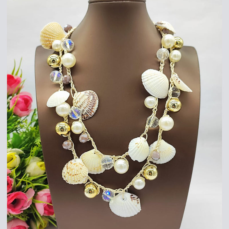 JCM Gold Plated Designer Pearls Long Necklace