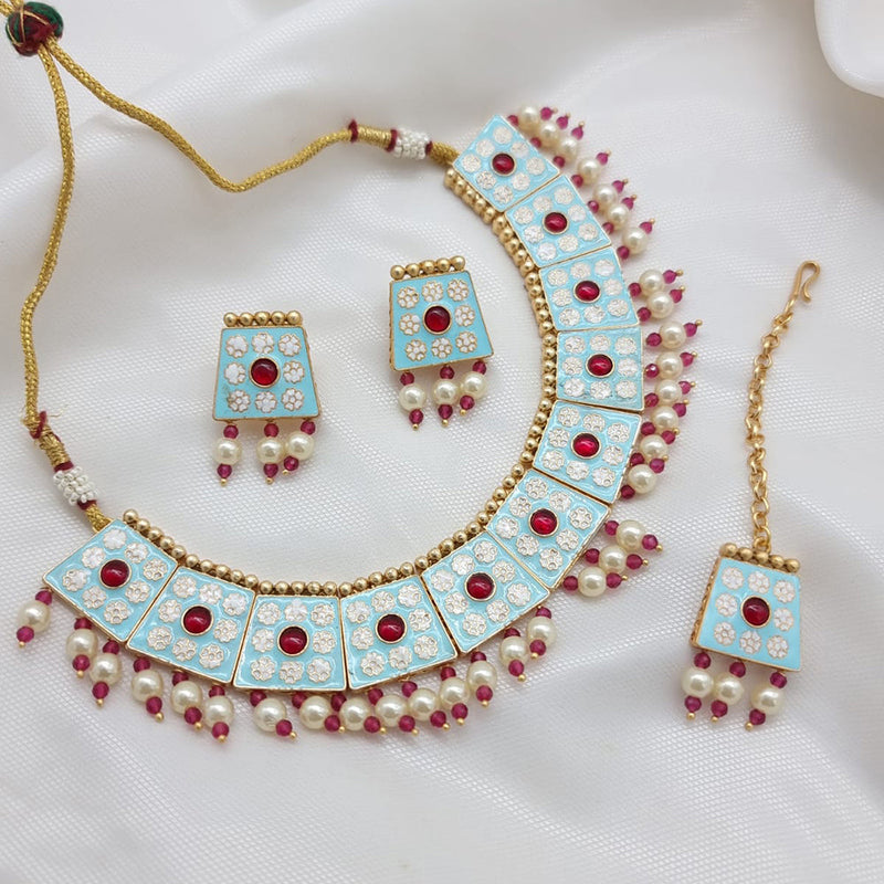 JCM Gold Plated Meenakari Necklace Set