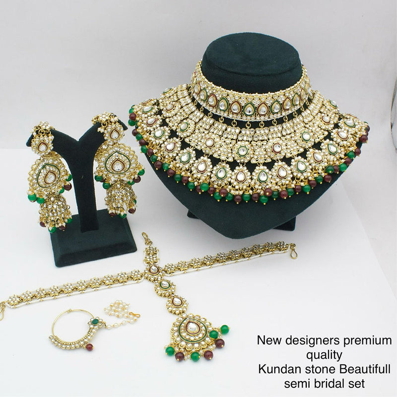 JCM Gold Plated Kundan  Semi Bridal Set