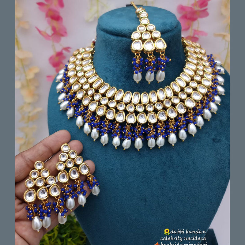 JCM Gold Plated Kundan Stone Necklace Set