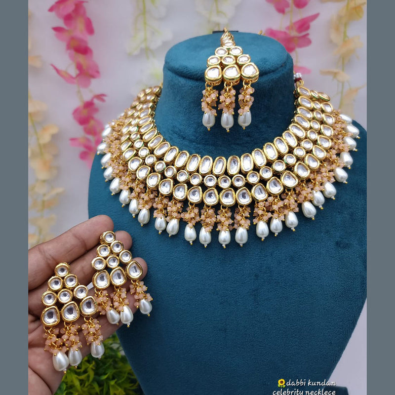 JCM Gold Plated Kundan Stone Necklace Set