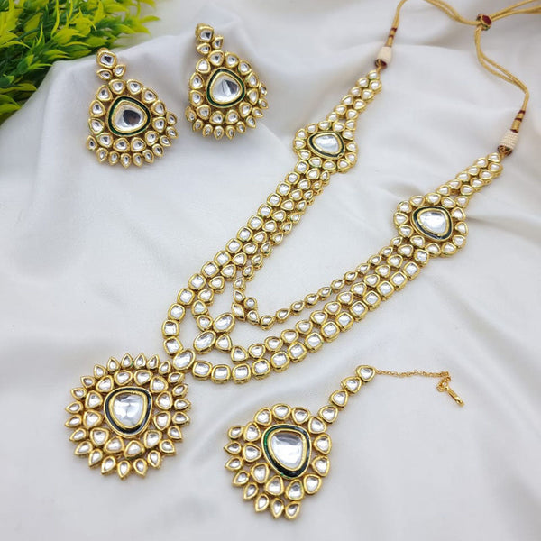 JCM Gold Plated Kundan Long Necklace Set