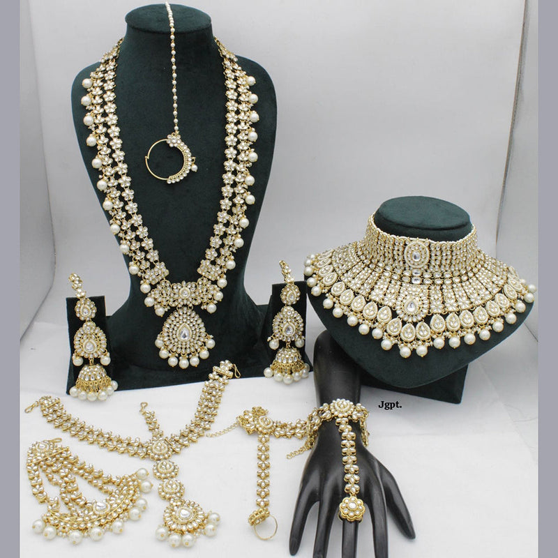 JCM Gold Plated Kundan Bridal Necklace Set