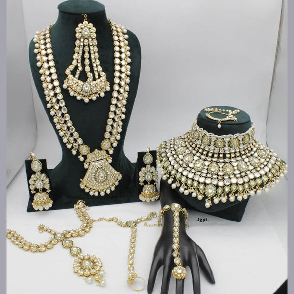 JCM Gold Plated Kundan Bridal Necklace Set