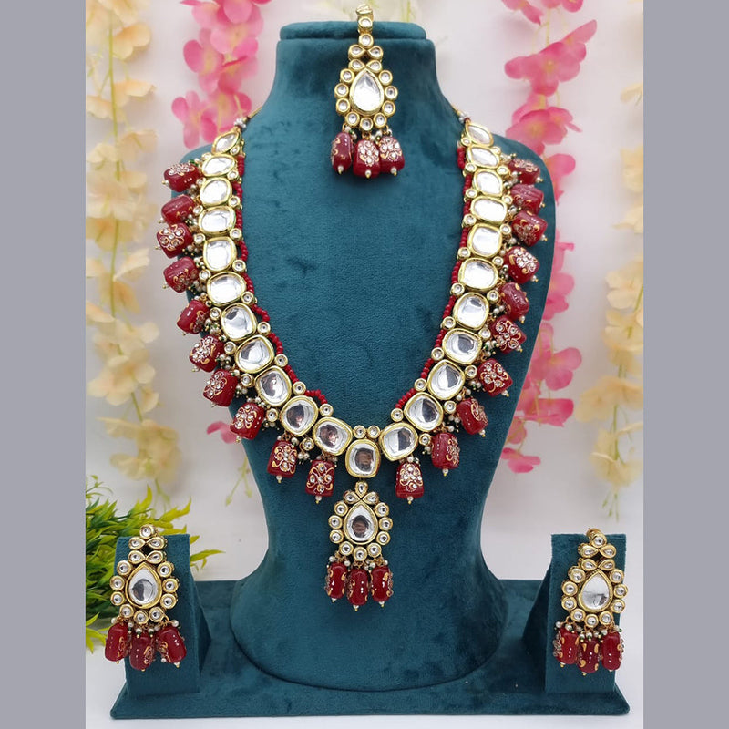 JCM Gold Plated Kundan And Beads Necklace Set