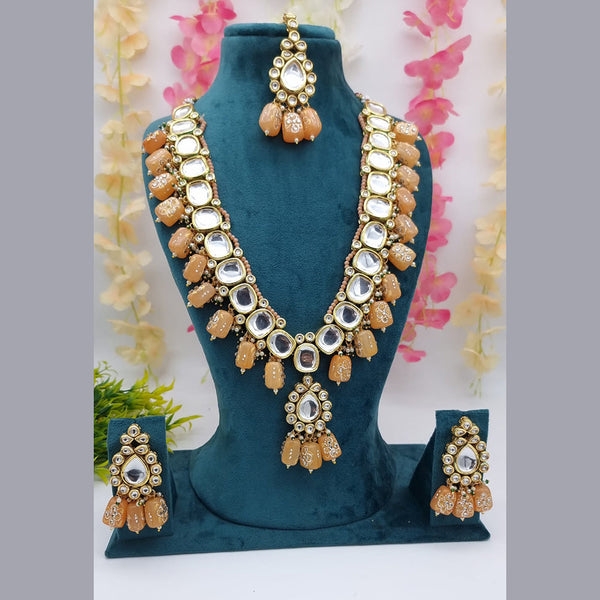JCM Gold Plated Kundan And Beads Necklace Set
