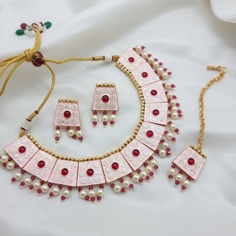 JCM Gold Plated Meenakari Necklace Set