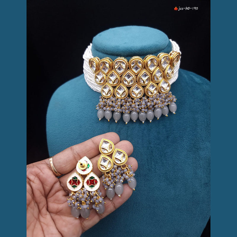 JCM Gold Plated Kundan Choker Necklace Set