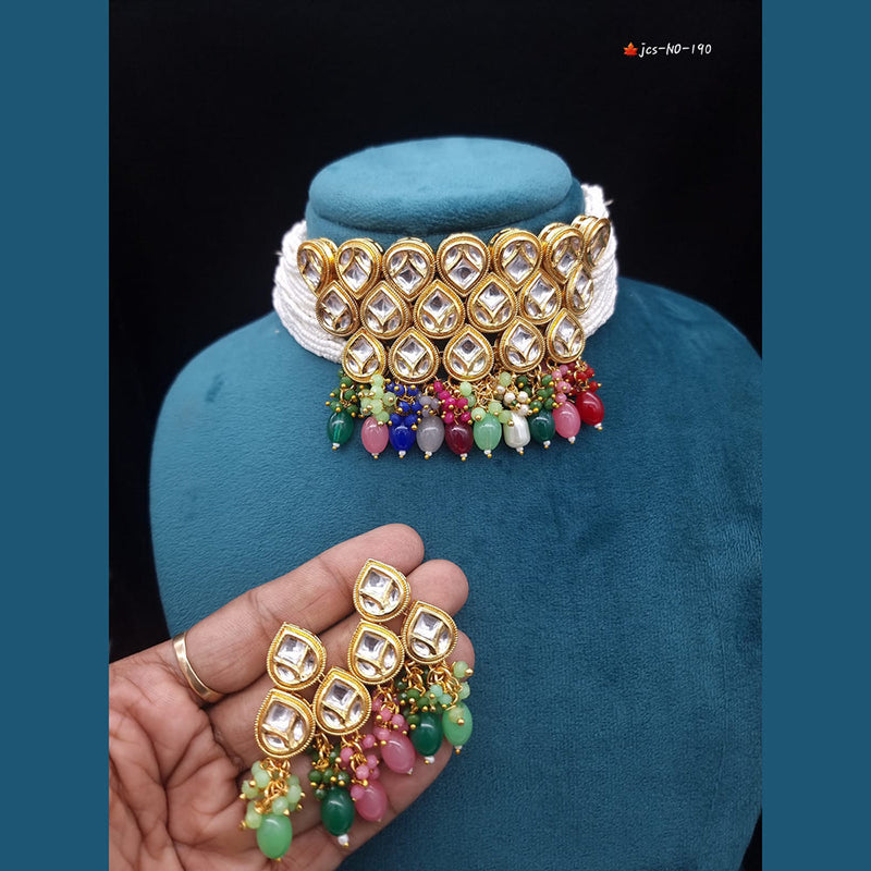 JCM Gold Plated Kundan Choker Necklace Set