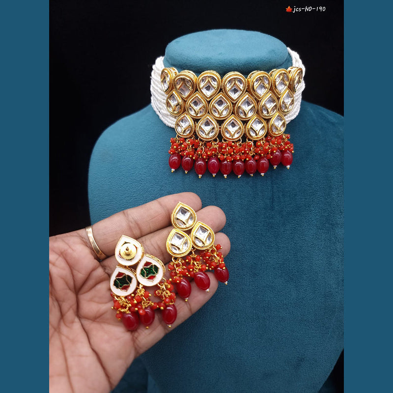 JCM Gold Plated Kundan Choker Necklace Set