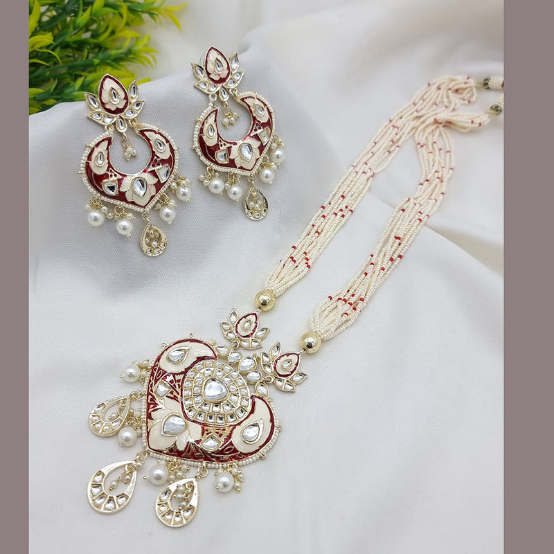 JCM Gold Plated Meenakari Long Necklace Set