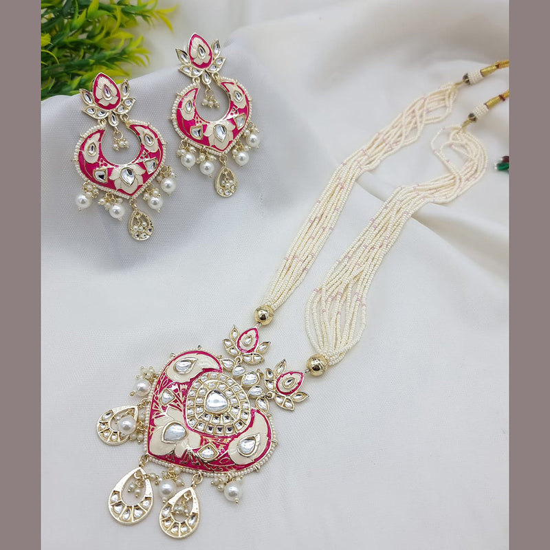 JCM Gold Plated Meenakari Long Necklace Set